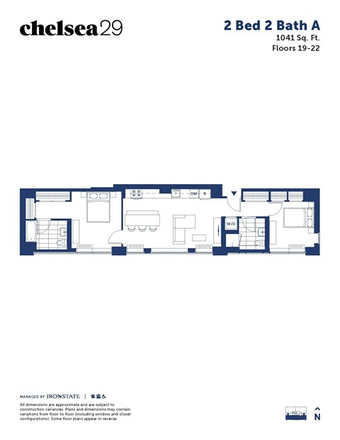 A floor plan for a 2 Bed 2 Bath A property.